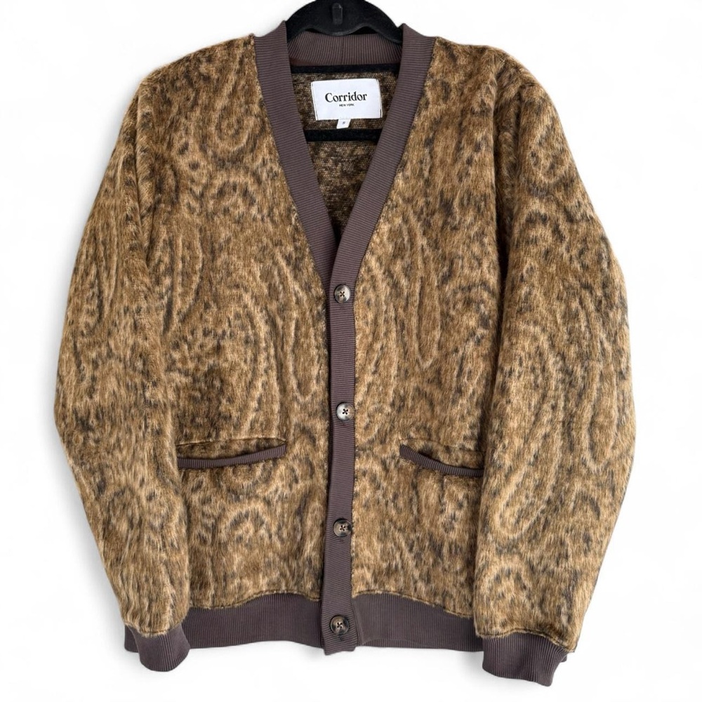 Corridor NYC men’s opus cardigan small s paisley pattern like new Portugal
